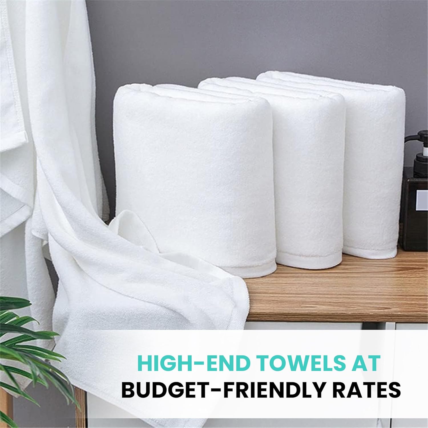 Soft 120 & 180 White Hand Towels (15X25 Inch) - 100% Cotton