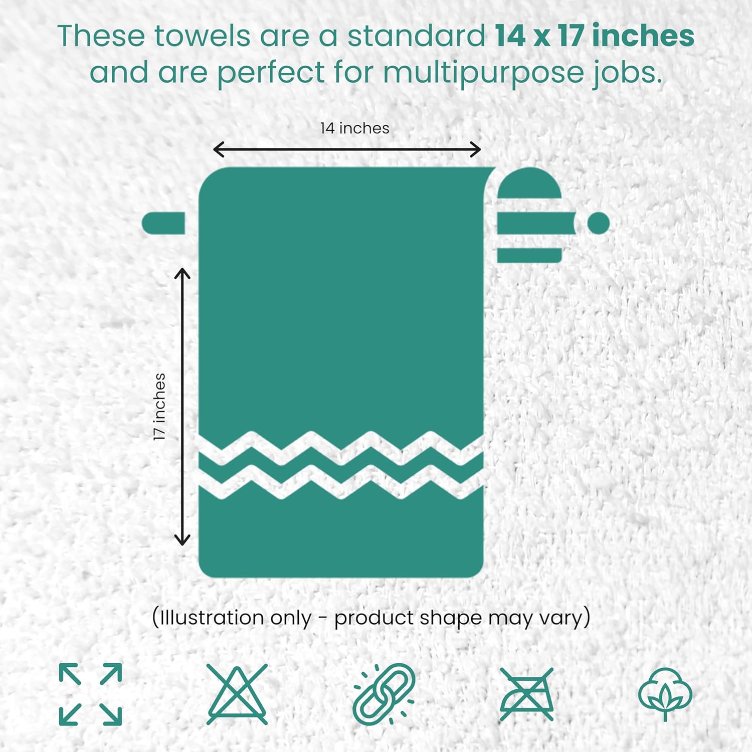Economical 4800 Pack White Terry Bar Towels (14x17 Inch) - 100% Cotton Terry Cloth Shop Rags - Commercial Cleaning Towels for Restaurants, Bars, Hotels, Janitorial, Automotive & Industrial Use - Durable & Highly Absorbent