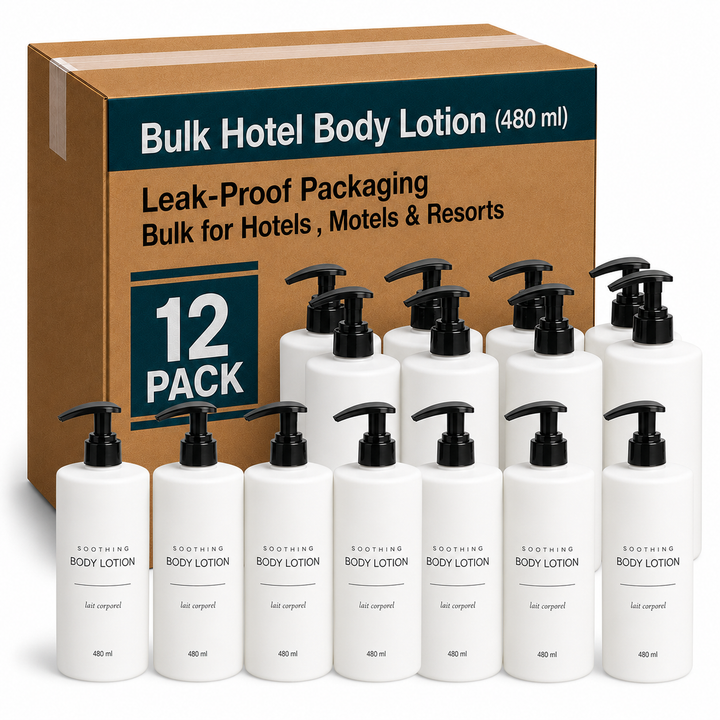 12 Pack 16.23 OZ Hotel Body Lotion with Air Pump Dispenser