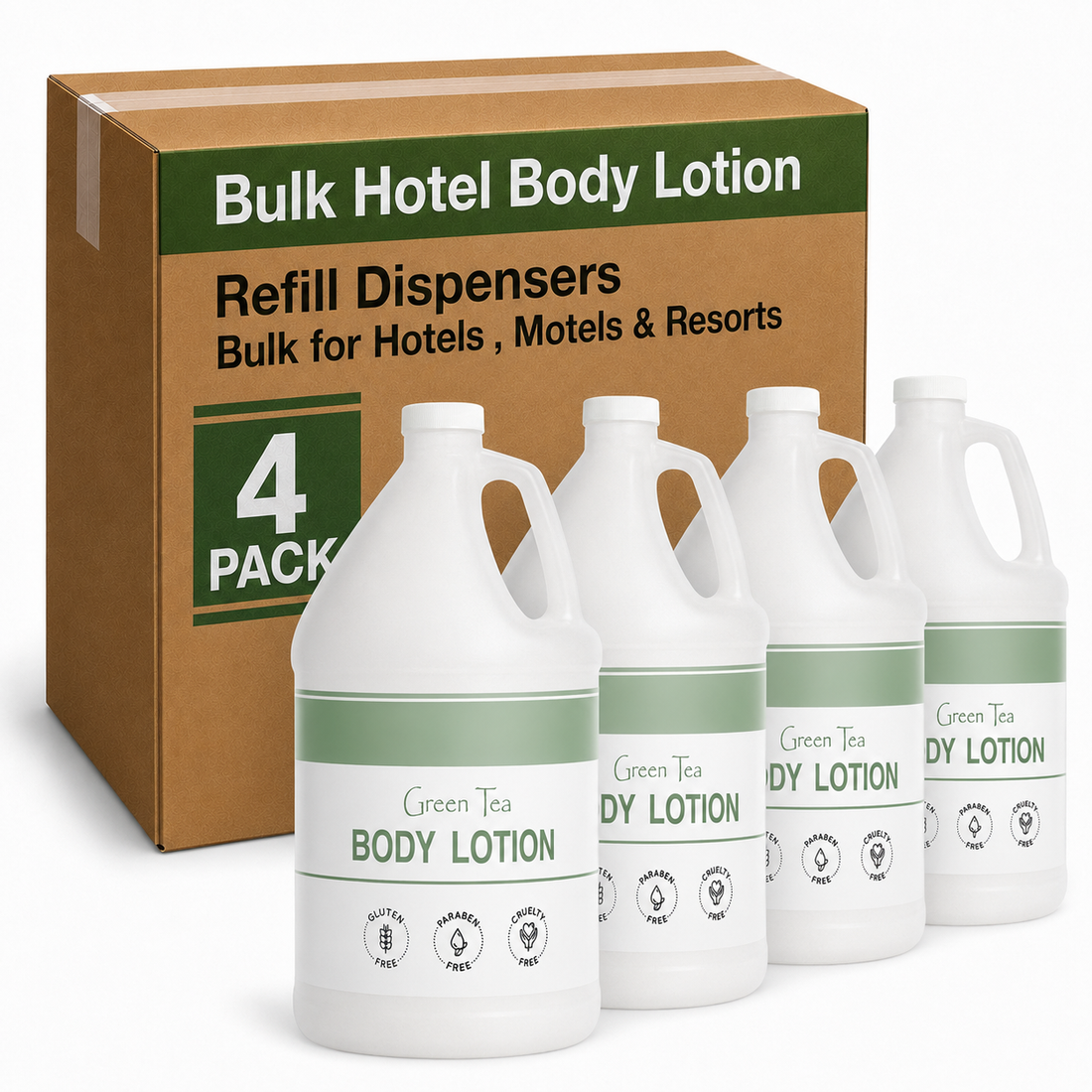 1 Gallon Green Tea Hotel Body Lotion Refill (Set of 4)