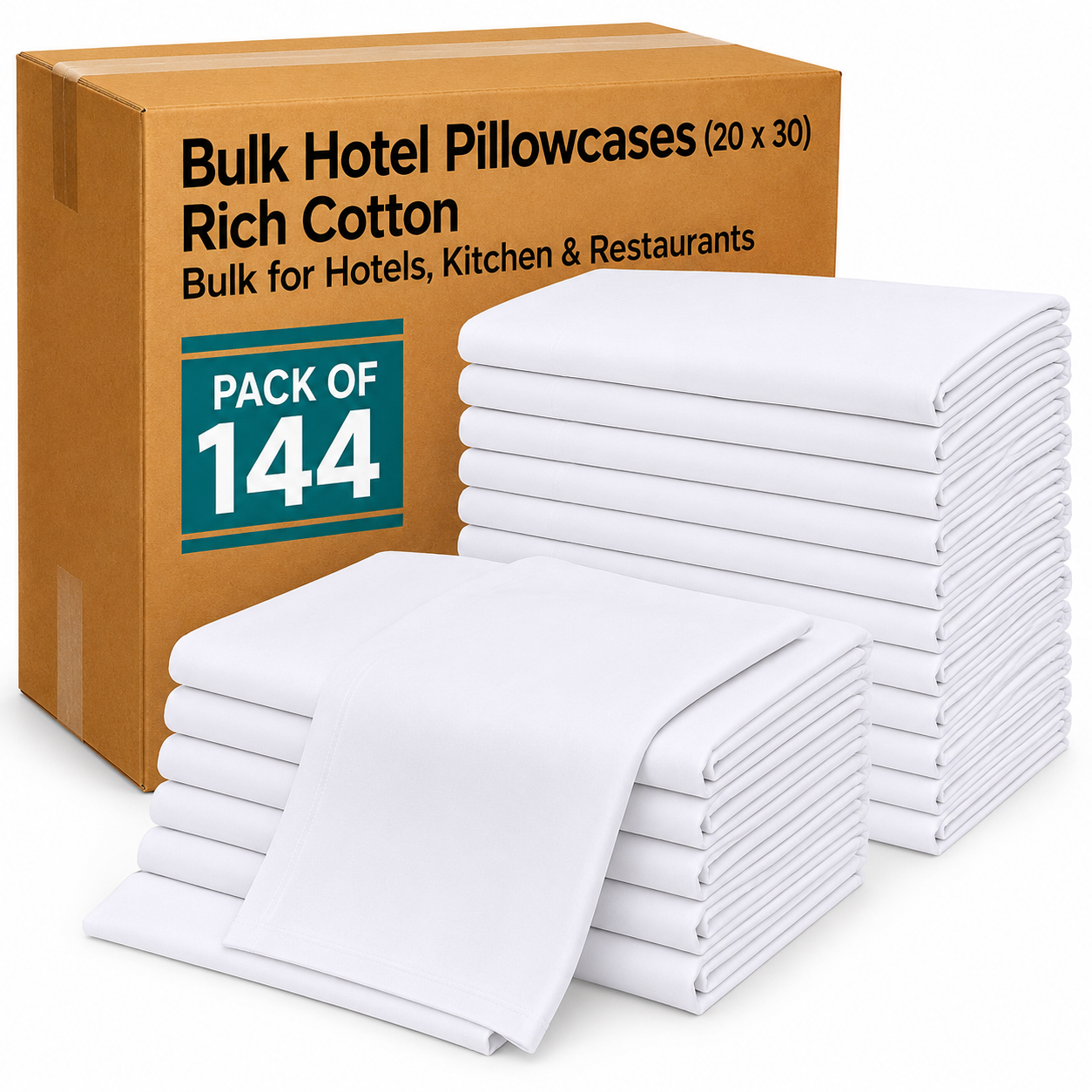 Soft Standard/Queen Size Pillow Cases (20 x 30 Inch) – Bulk Pack for Hospitality Use