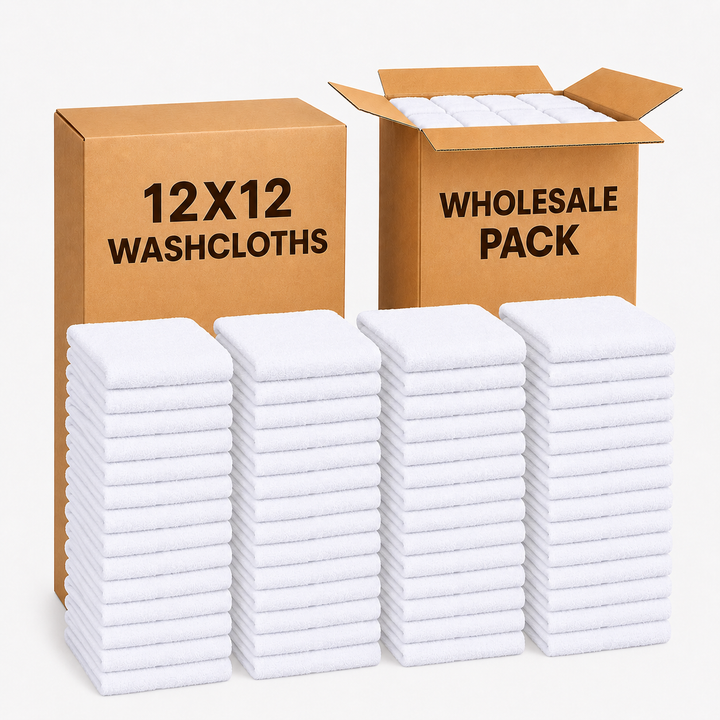 Economical 600 & 7200 Pcs Wash Cloths (12x12 Inch) - 100% Cotton
