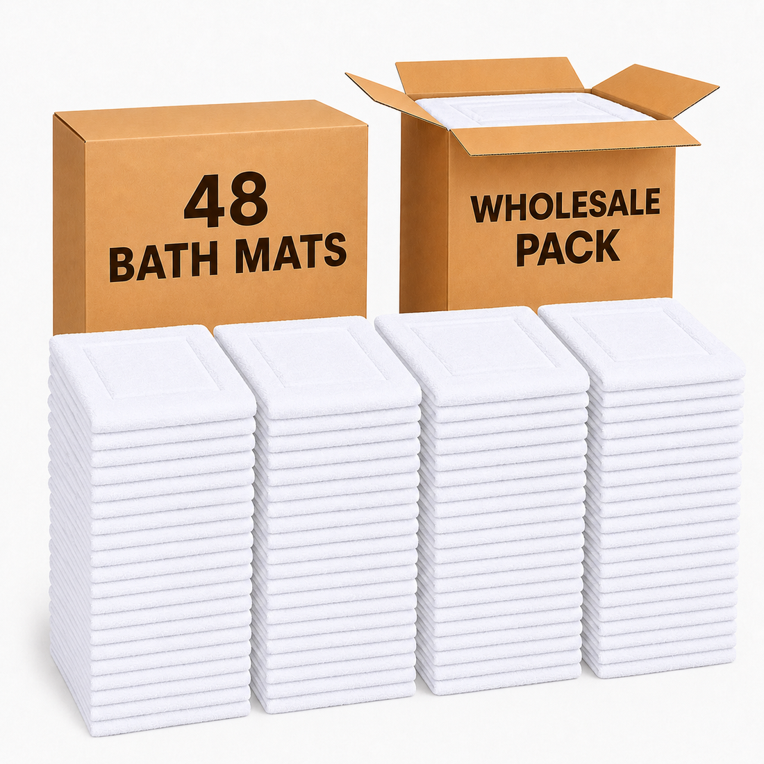 Soft 48 Pack Bath Mats - 100% Ring-Spun Cotton