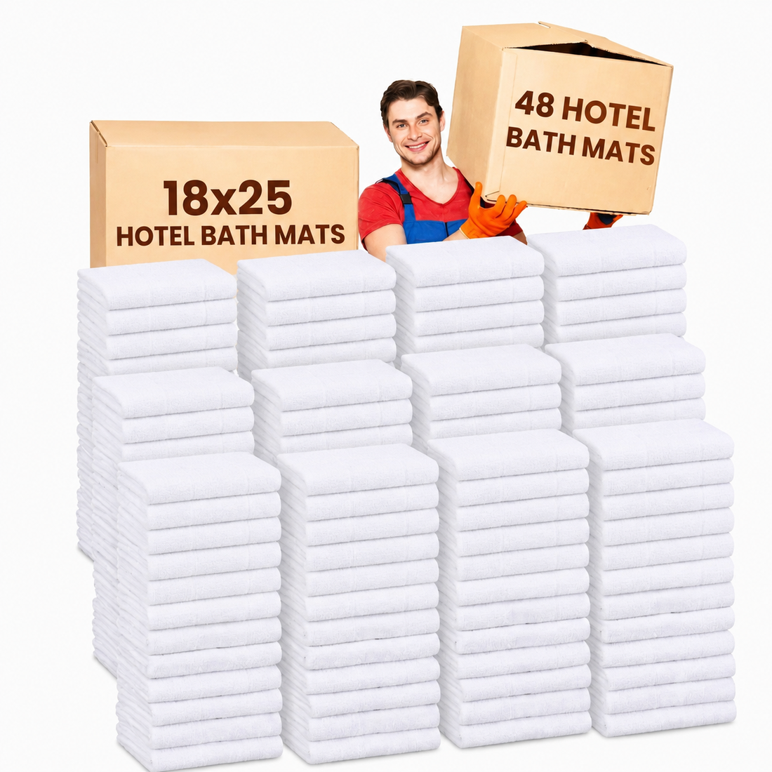 Soft 48 Pack Bath Mats - 100% Ring-Spun Cotton