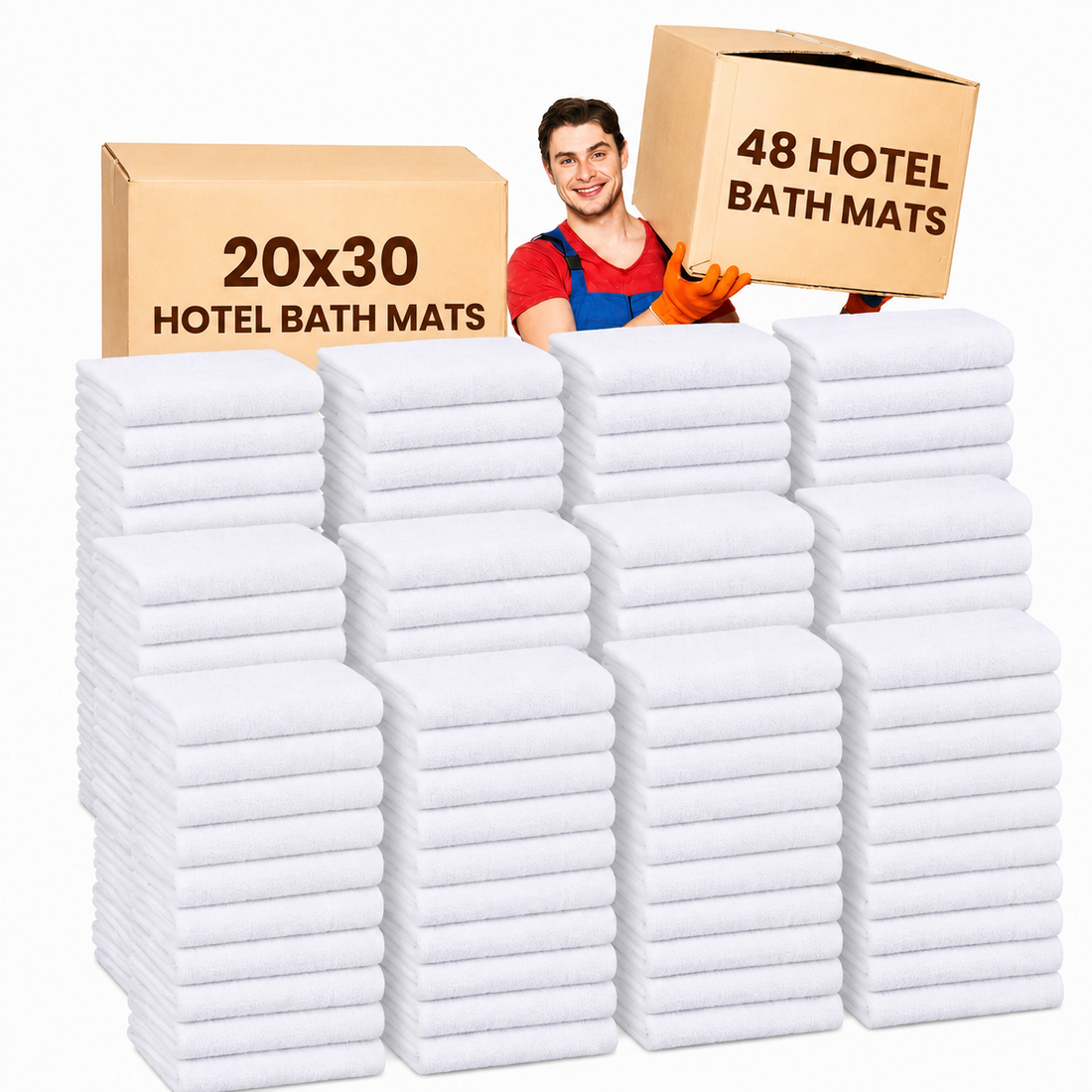 Soft 48 Pack Bath Mats - 100% Ring-Spun Cotton