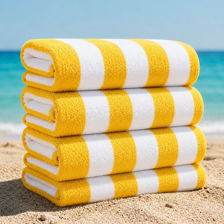 Luxury 24 Yellow Cabana Towels – 100% Premium Cotton - 24 Pieces Wholesale Pack