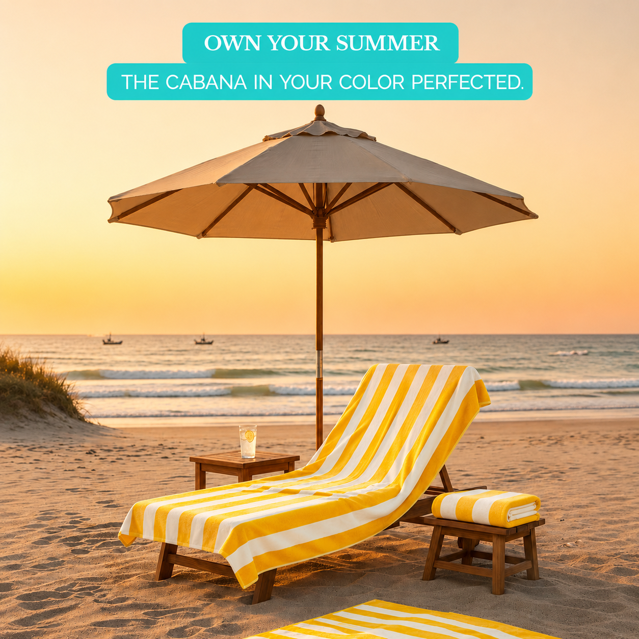 Luxury 24 Yellow Cabana Towels – 100% Premium Cotton - 24 Pieces Wholesale Pack
