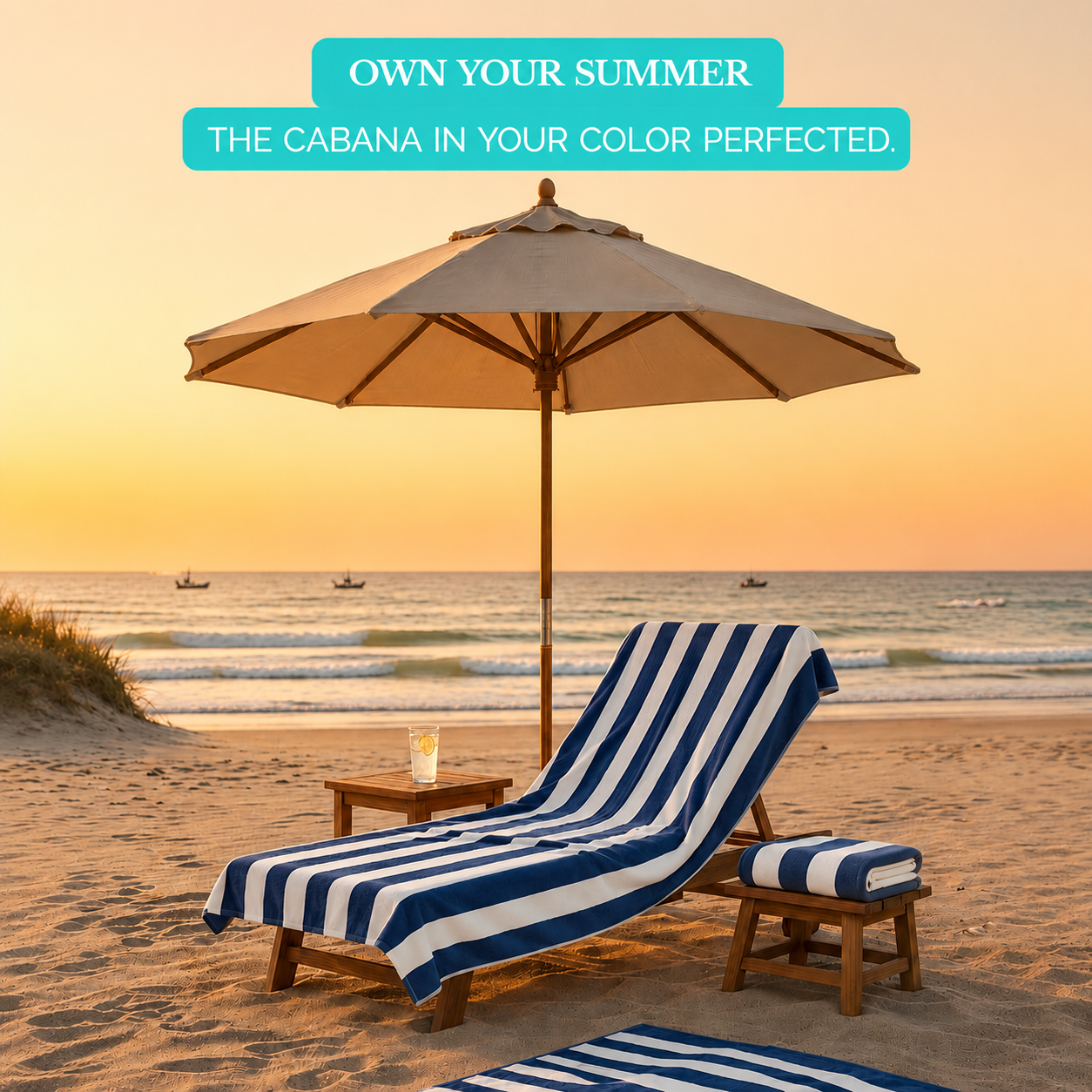 Soft 36 Blue Cabana Beach Towels | 100% Cotton | 36 Pieces Wholesale Pack