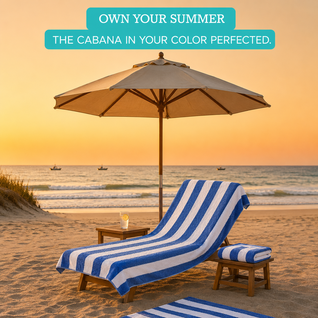 Luxury 24 Blue Cabana Towels | 100% Premium Cotton | 24 Pieces Wholesale Pack