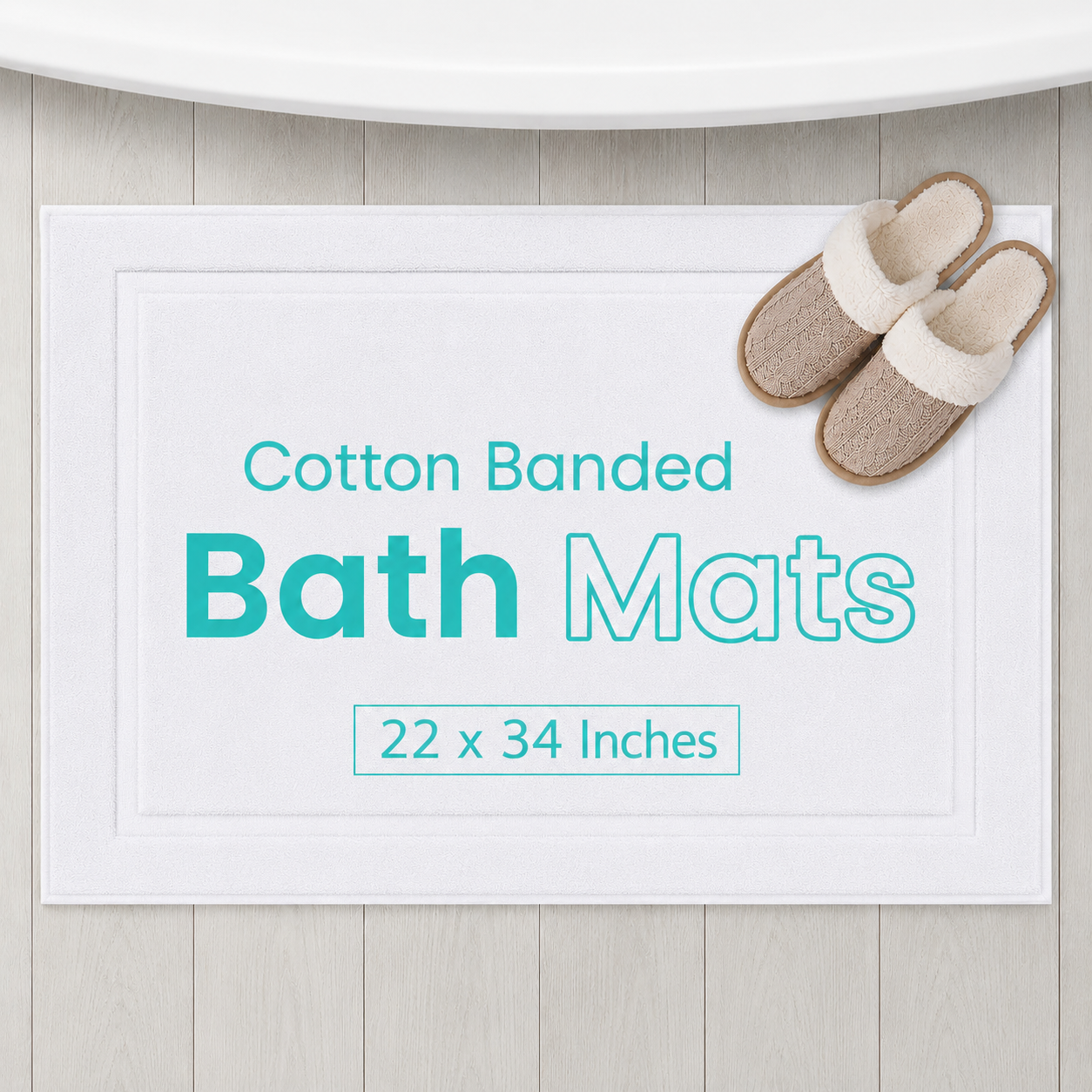 Luxury Hotel Quality Bath Mats (22x34 Inch) - 120 Pack White Cotton Bath Mats