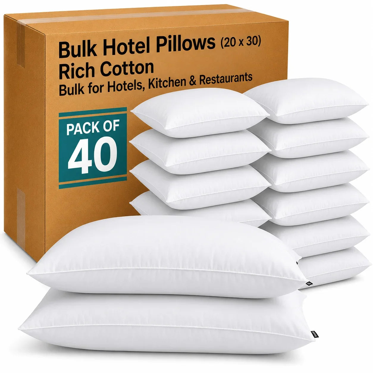 Soft Standard/Queen Size Pillows (30 x 20 Inch) – Bulk Pack for Hospitality Use