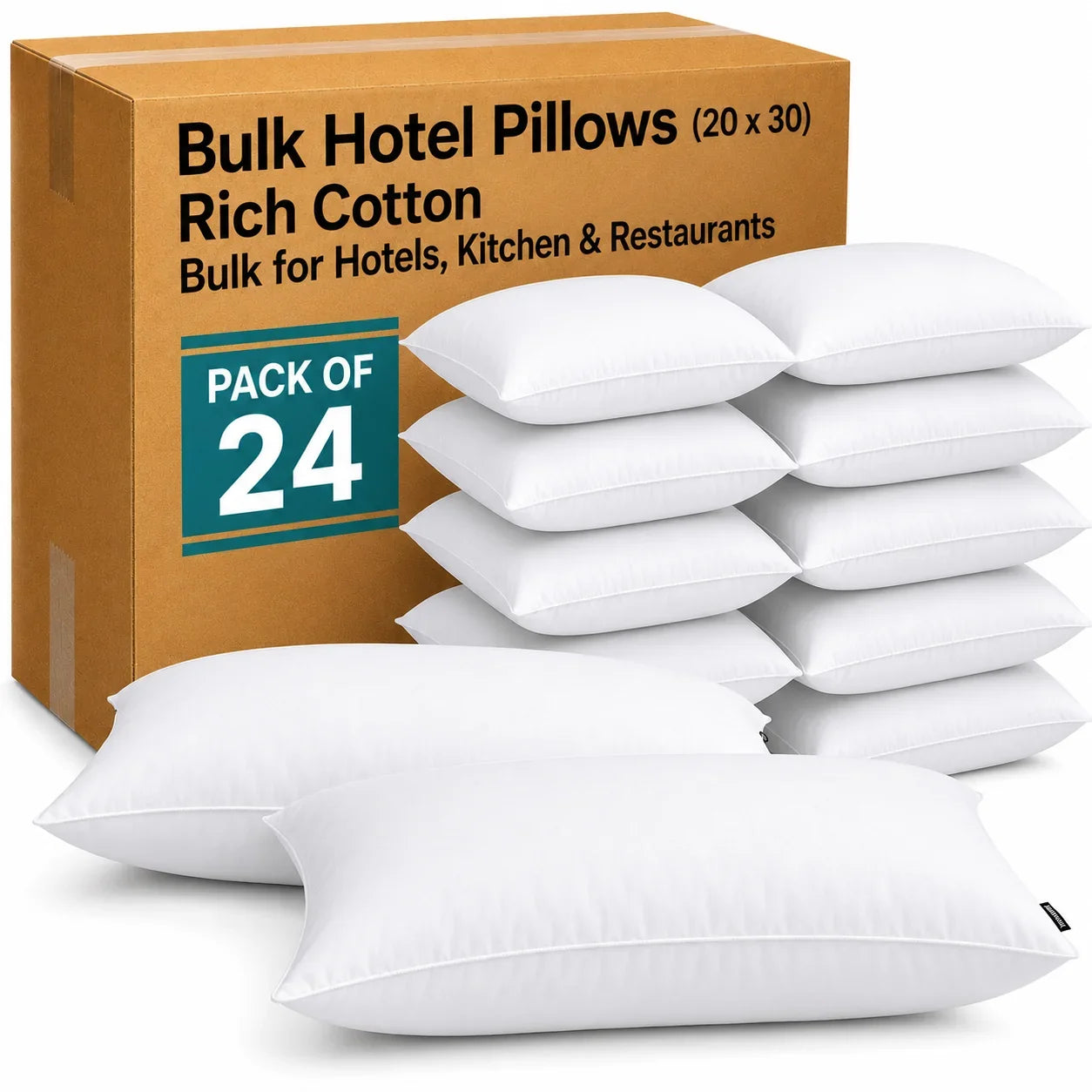 Soft Standard/Queen Size Pillows (30 x 20 Inch) – Bulk Pack for Hospitality Use