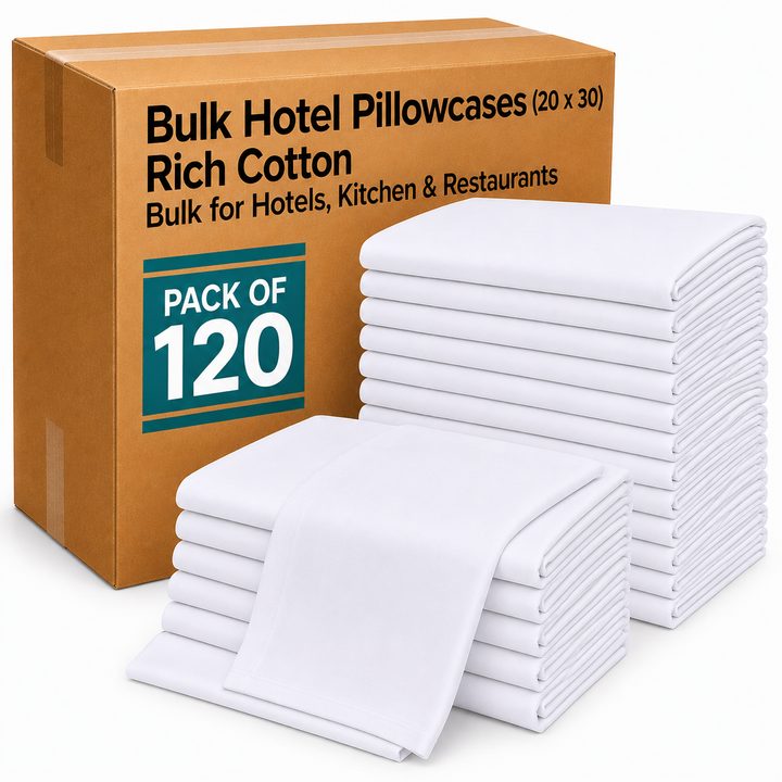 Soft Standard/Queen Size Pillow Cases (20 x 30 Inch) – Bulk Pack for Hospitality Use