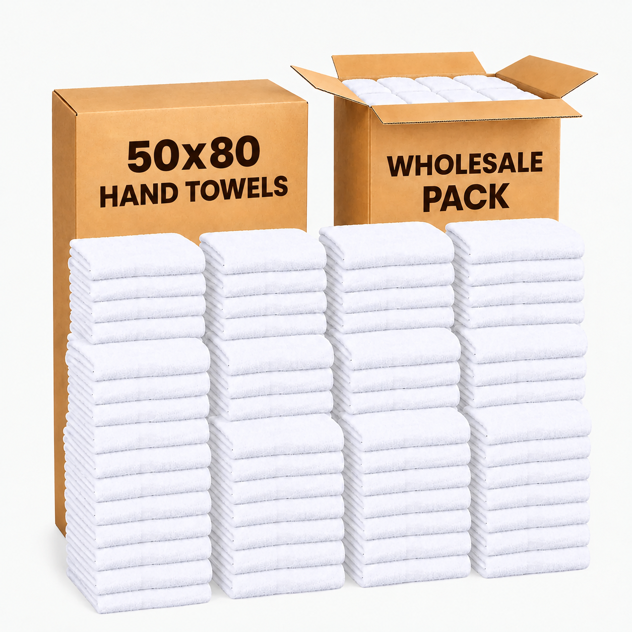 Soft 100 White Hand Towels (50X180 cm) – Just £1.5/Towel - 100% Cotton