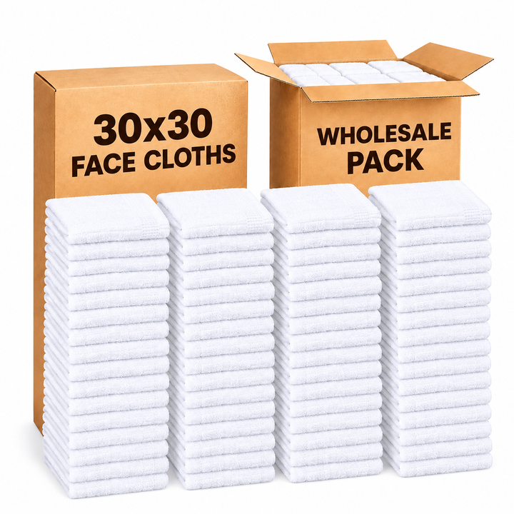 Soft 240 Pack White Wash/Face Cloths (30x30 cm) – Just £0.4/ Face Towel - 100% Ring-Spun Cotton