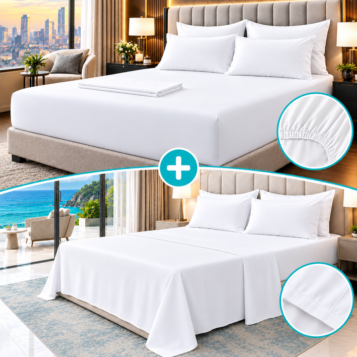 T-200 Cotton White Bed Sheets | Sheets for Hotels & Hospitality Use | 10 Pieces Wholesale Pack