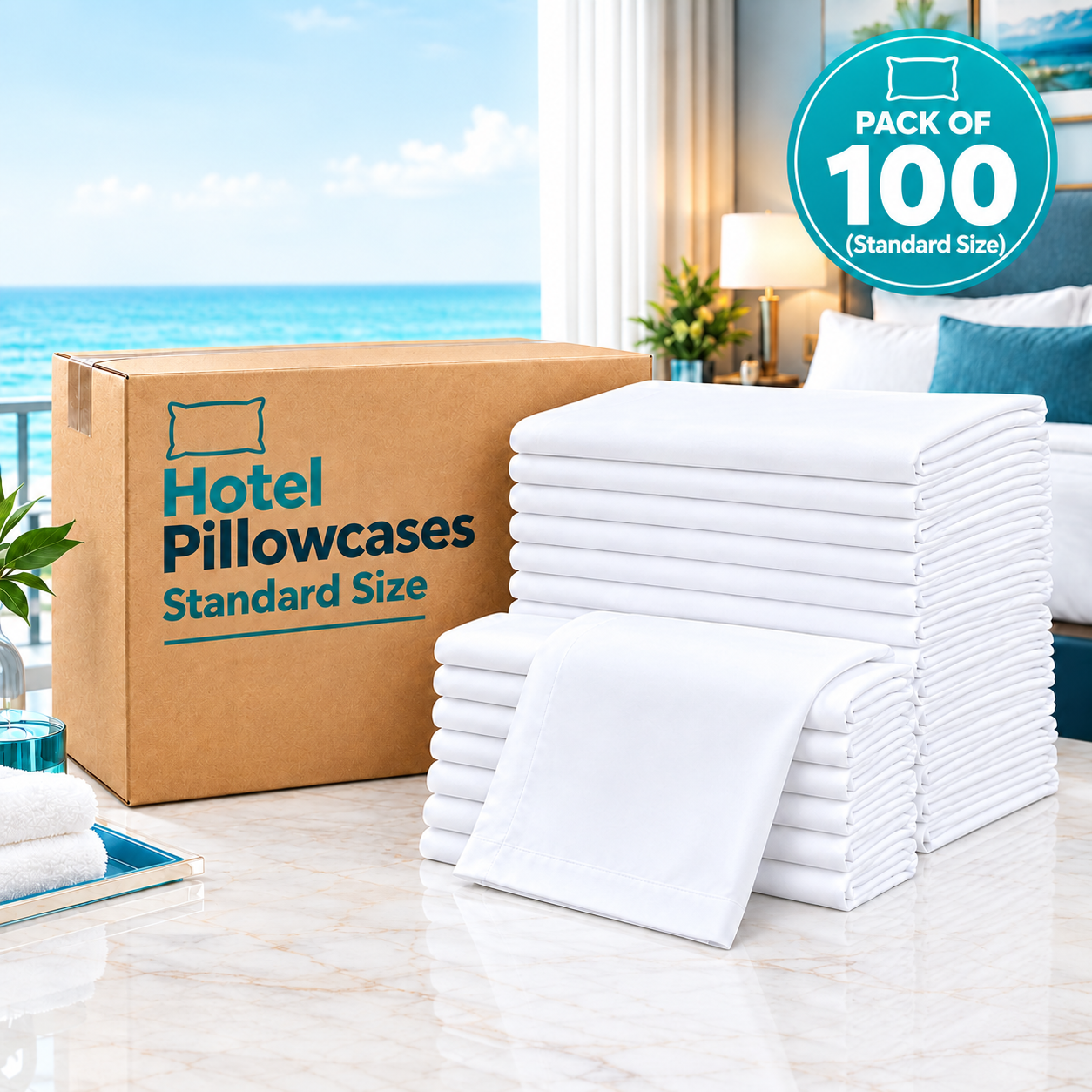 Soft Standard Size Pillow Cases – Bulk Pack for Hospitality Use