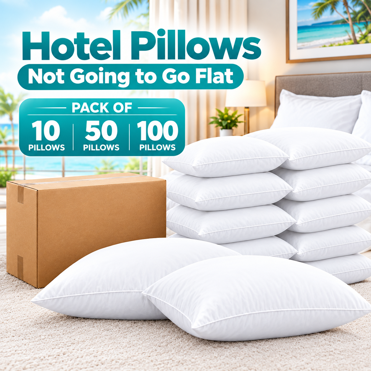 Soft 10 Pieces Standard Size Pillows (48 x 74 cm) – Bulk Pack for Hospitality Use