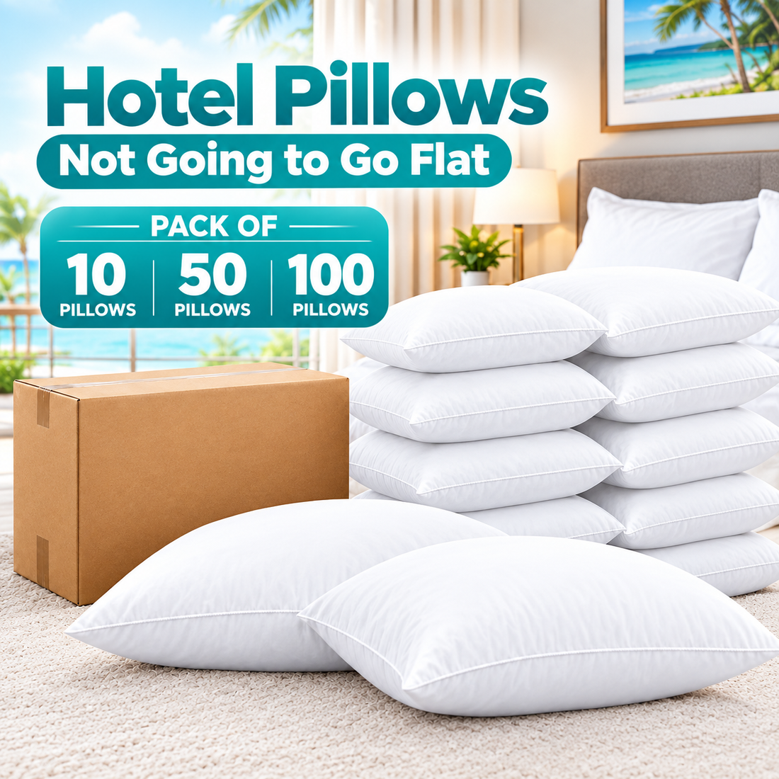 Soft 10 Pieces Standard Size Pillows (48 x 74 cm) – Bulk Pack for Hospitality Use