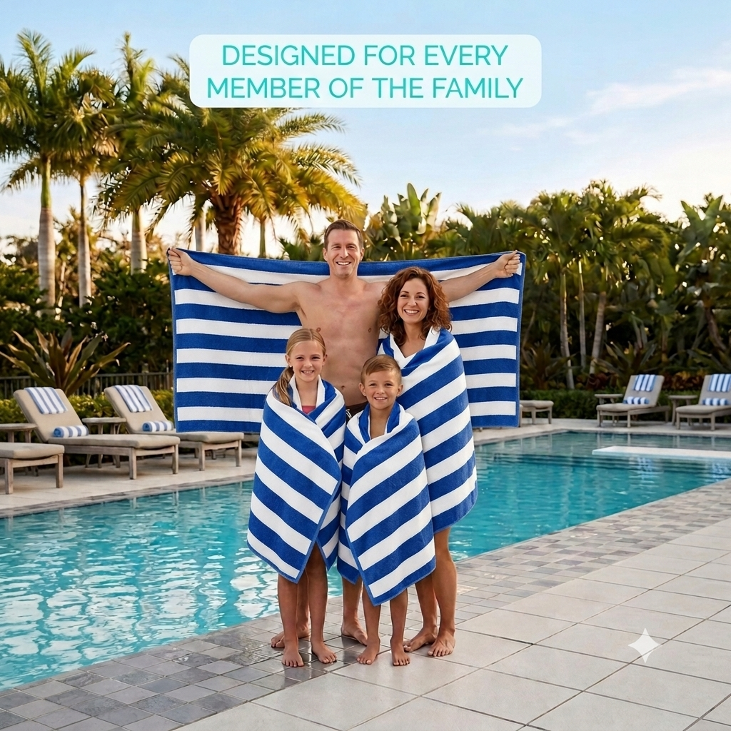 Luxury 24 Blue Cabana Towels | 100% Premium Cotton | 24 Pieces Wholesale Pack