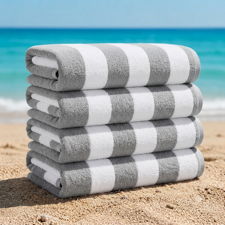 Luxury 24 Grey Cabana Towels | 100% Premium Cotton | 24 Pieces Wholesale Pack