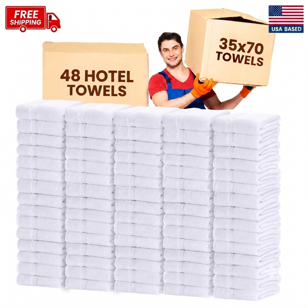 Luxury 48 (35x70 Inch) XX Large Bulk Bath Sheets - 100% Cotton - 48 Pieces Wholesale Pack -  XX Large Bath Sheets for Beach, Resort, Pool, Hotels & Hospitality Use
