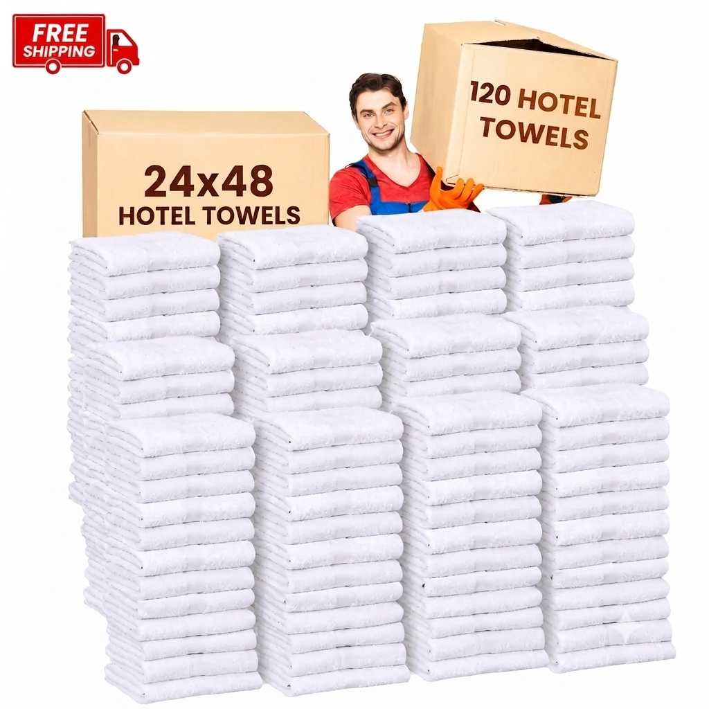 Soft 120/10 dozen (24x48 Inch) Bulk Bath Towels - 100% Cotton - 120 Pieces Wholesale Pack