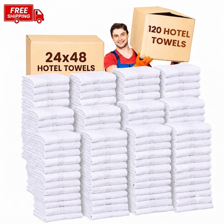 Soft 120/10 dozen (24x48 Inch) Bulk Bath Towels - 100% Cotton - 120 Pieces Wholesale Pack