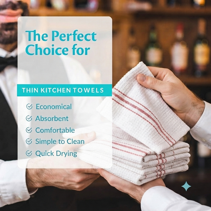 Economical 300 Pack Red Striped  White Glass Towels (15x26 Inch) - 100% Cotton -  Dish Towels for Restaurants, Bars, Hotels, Commercial Kitchens & Janitorial Cleaning - Lint-Free & Highly Absorbent