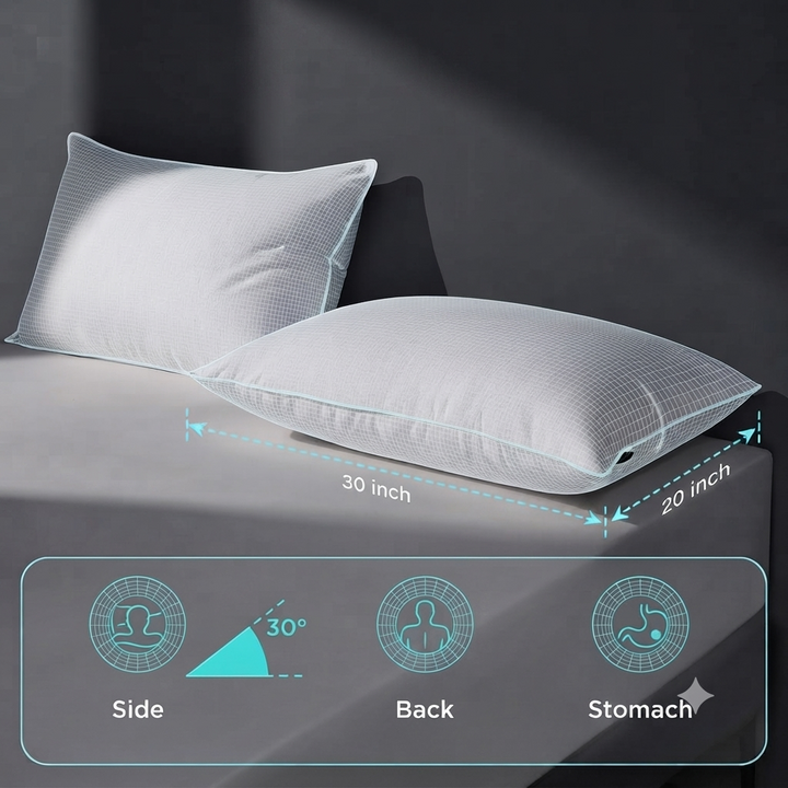 Soft 40 Pack Queen Size Pillows (30 x 20 Inch) - Bulk Pack for Hospitality Use