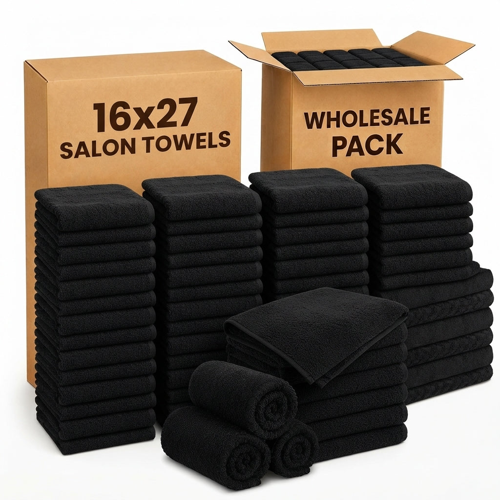 Premium 100 Bleach-Proof  Black Microfiber Salon Towels (16x27 Inch) - Soft & Quick Dry