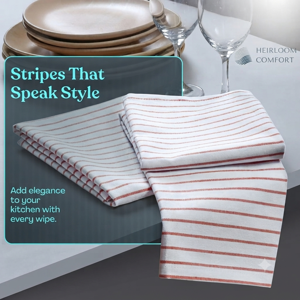 Economical 300 Pack Red Striped  White Glass Towels (15x26 Inch) - 100% Cotton -  Dish Towels for Restaurants, Bars, Hotels, Commercial Kitchens & Janitorial Cleaning - Lint-Free & Highly Absorbent