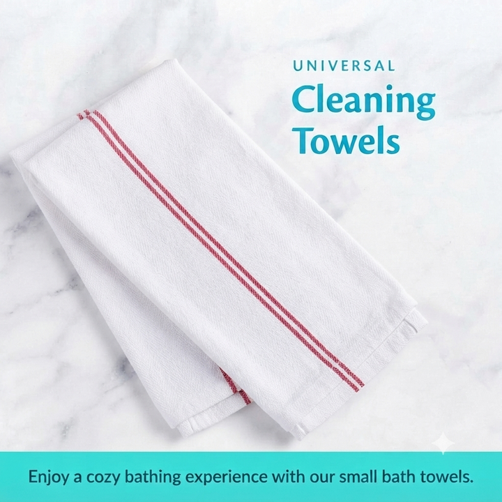 Soft 300 Pack White Red Striped Kitchen Dish Towels (15x26 Inch) - 100% Cotton