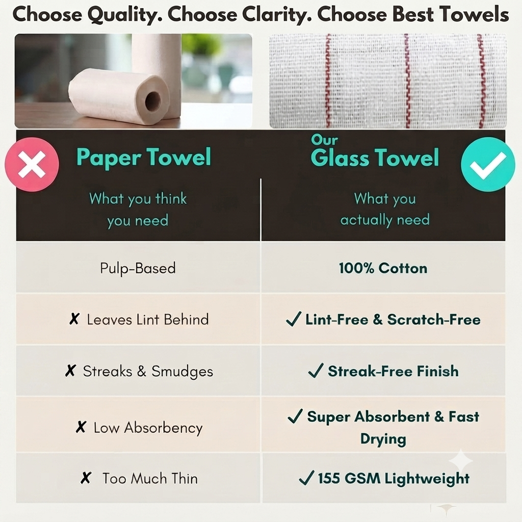 Economical 300 Pack Red Striped  White Glass Towels (15x26 Inch) - 100% Cotton -  Dish Towels for Restaurants, Bars, Hotels, Commercial Kitchens & Janitorial Cleaning - Lint-Free & Highly Absorbent