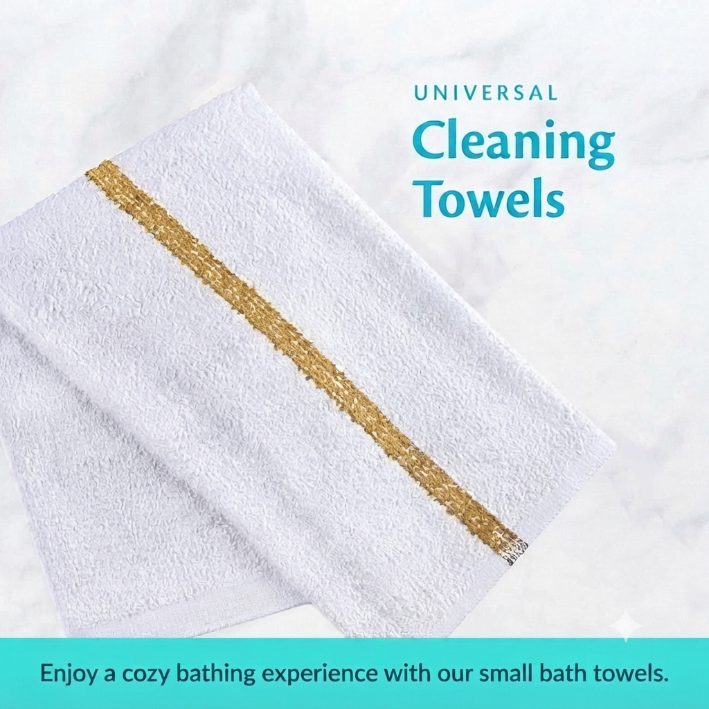 Soft 300 Pack Golden Striped White Bar Mop Towels (16x19 Inch) - 100% Cotton - Super Absorbent Kitchen Towels for Restaurants, Bars, Hotels & Commercial Kitchens