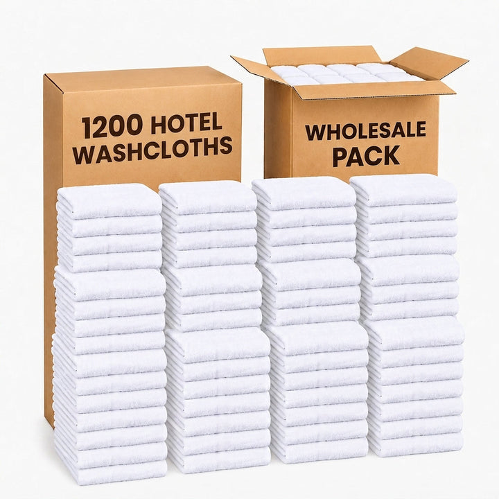 Soft 1200 Pack Wash Cloths (12x12 Inch) - 100% Ring-Spun Cotton