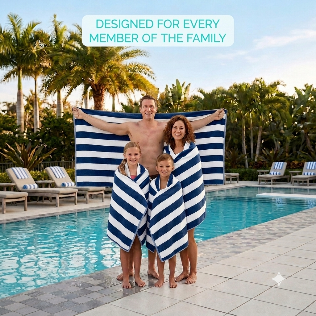 Soft 36 Blue Cabana Beach Towels | 100% Cotton | 36 Pieces Wholesale Pack