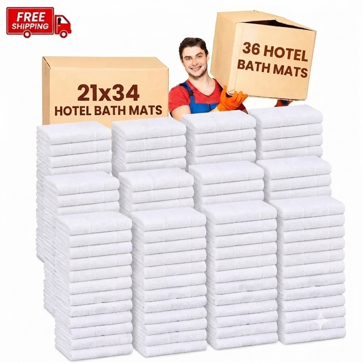 (1000 GSM ) Luxury 36 Pack Bath Stepping Mats  (21x34 Inch) - 100% Premium Cotton