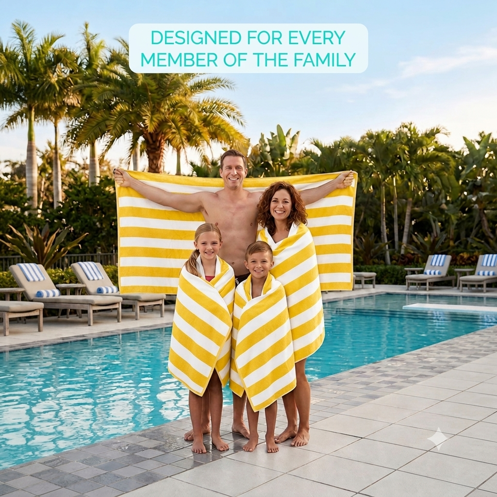 Luxury 24 Yellow Cabana Towels – 100% Premium Cotton - 24 Pieces Wholesale Pack
