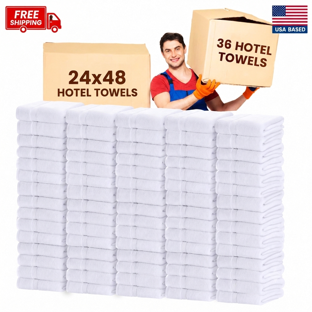 Luxury 36 (24x48 Inch) Bulk White Bath Towels – Premium 100% Cotton - 36 Pieces Wholesale Pack - Bath Towels for Hotels & Hospitality Use