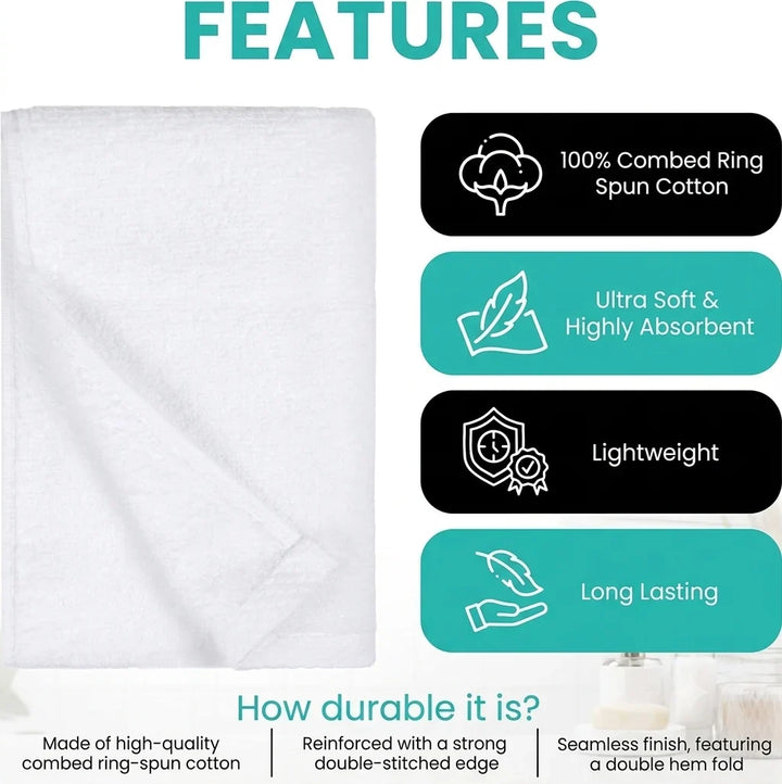 Soft 1200 Pack Wash Cloths (12x12 Inch) - 100% Ring-Spun Cotton