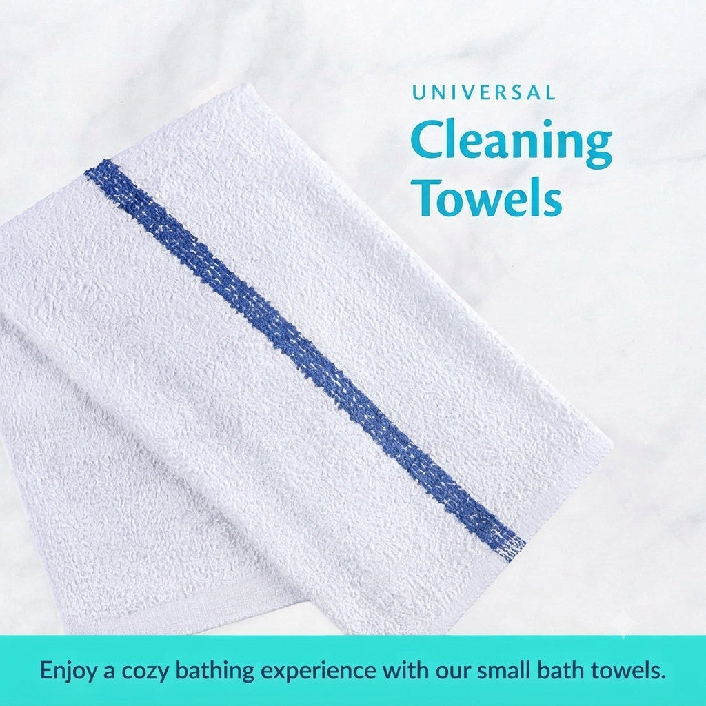 Soft 300 Pack Blue Striped White Bar Mop Towels (16x19 Inch) - 100% Cotton