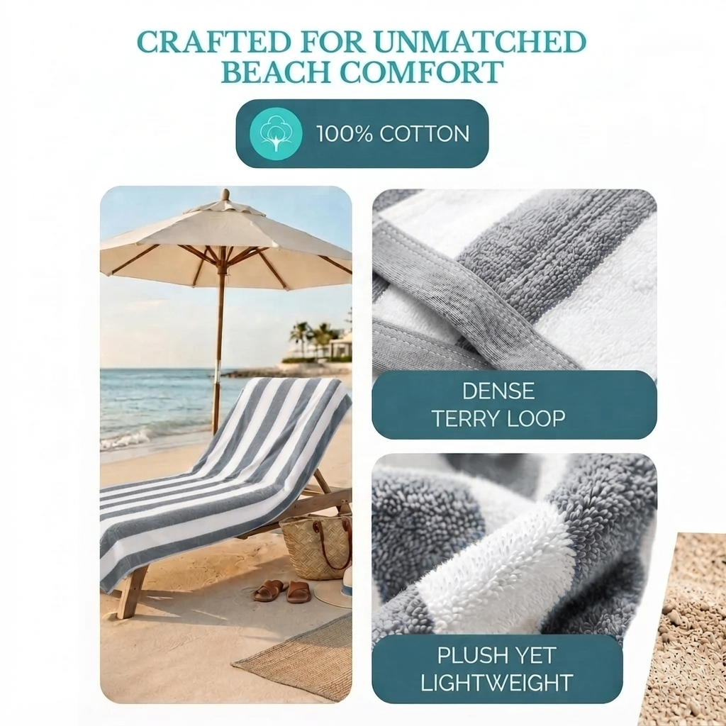 Luxury 24 Grey Cabana Towels | 100% Premium Cotton | 24 Pieces Wholesale Pack