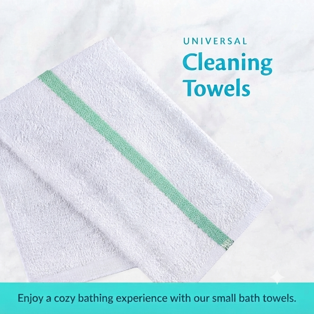 Soft 300 Pack Green Striped White Bar Mop Towels (16x19 Inch) - 100% Cotton - Super Absorbent Kitchen Towels for Restaurants, Bars, Hotels & Commercial Kitchens