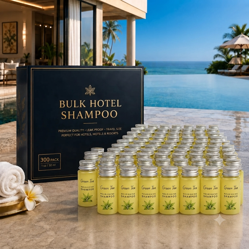 300 Travel Size Hotel Shampoo Bottles Case