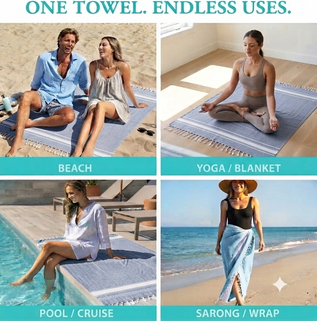 Luxury Oversized Turkish Beach Towels– 100% Cotton – 24 & 36 Wholesale Pack