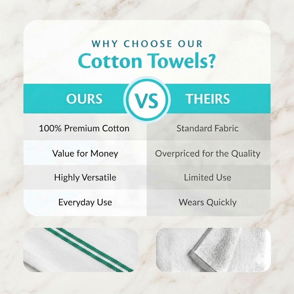 Soft 300 Pack White Green Striped Kitchen Dish Towels (15x26 Inch) - 100% Cotton