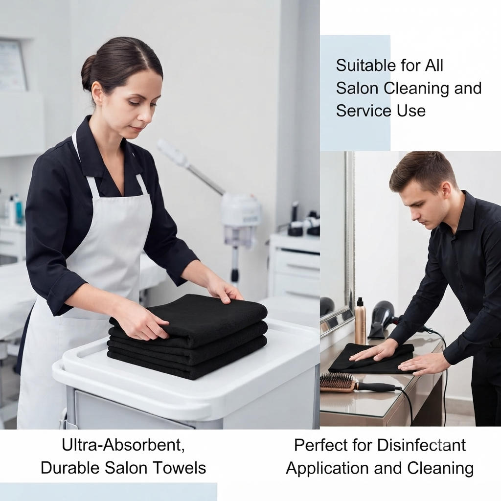 Economical 400 Pack Black Salon Cleaning Cloths (12x12 Inch) - Reusable Lint-Free Microfiber Towels for Salons, Hotels, Spas, Restaurants, Kitchens, Windows & Commercial Cleaning