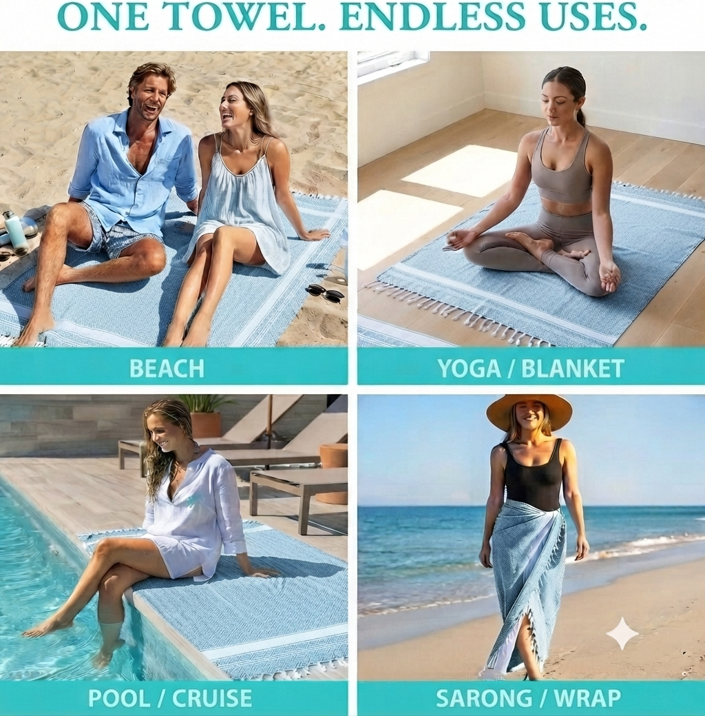 Luxury Oversized Turkish Beach Towels– 100% Cotton – 24 & 36 Wholesale Pack