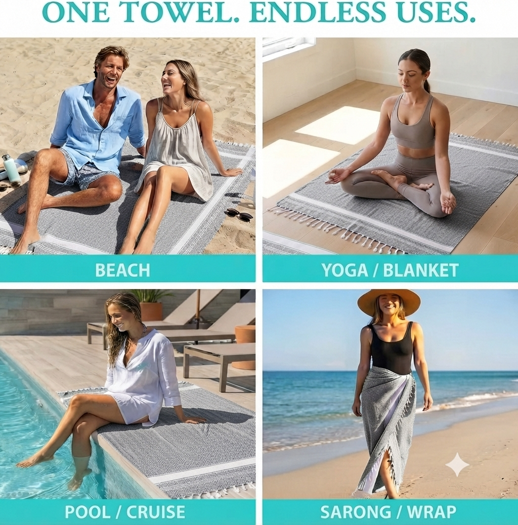 Luxury 24 Oversized Turkish Beach Towels– 100% Cotton – 24 Pieces Wholesale Pack